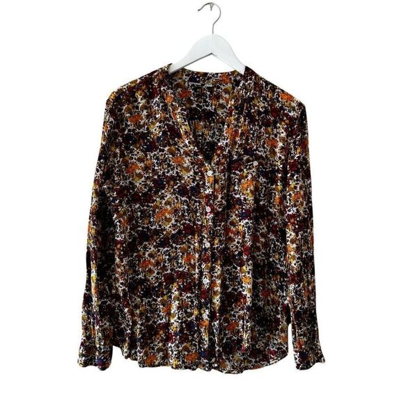 Kut From The Kloth Floral Blouse Button Front Long Sleeves SZ M #2399 - Picture 1 of 13